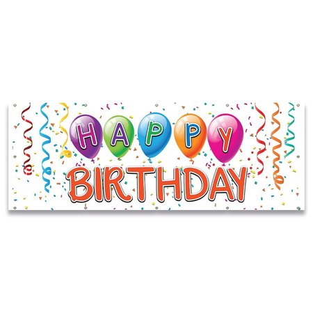 SIGNMISSION Happy Birthday1 Banner Concession Stand Food Truck Single Sided B-120-30083